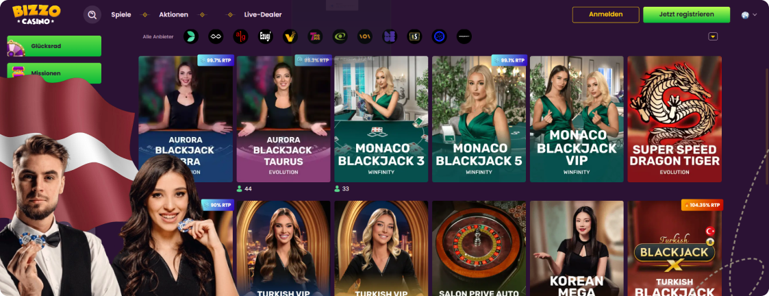 Bizzo Casino Live-Dealer